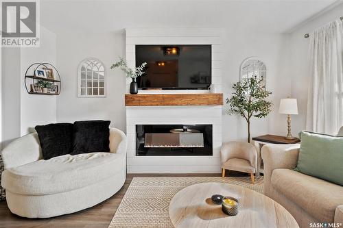 734 Kolynchuk Court, Saskatoon, SK - Indoor Photo Showing Living Room With Fireplace