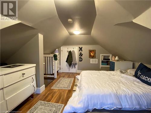 Bedroom with dark hardwood / wood-style flooring and vaulted ceiling - 507 Victoria Street N Unit# 2, Kitchener, ON - Indoor Photo Showing Bedroom