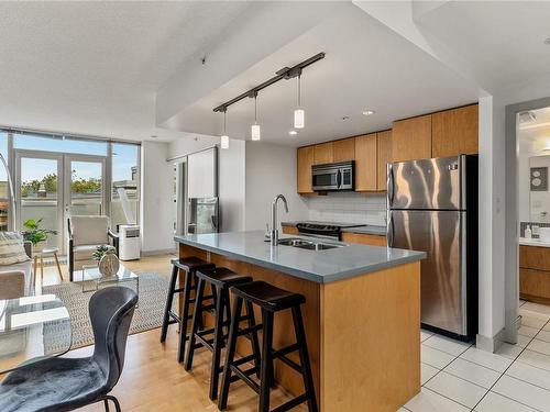 505-760 Johnson St, Victoria, BC - Indoor Photo Showing Kitchen With Double Sink