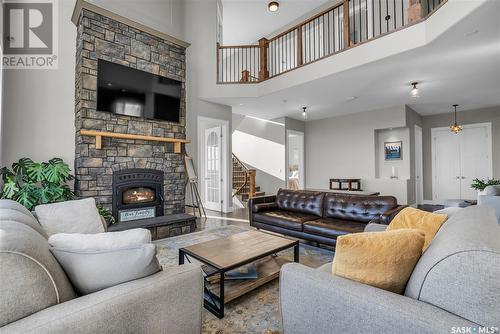 Neudorf Acreage, Corman Park Rm No. 344, SK - Indoor Photo Showing Living Room With Fireplace