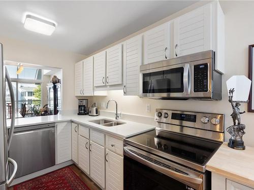 310-10459 Resthaven Dr, Sidney, BC - Indoor Photo Showing Kitchen With Double Sink