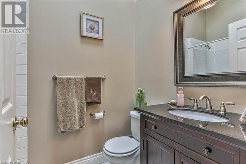 Bathroom with a shower, vanity and toilet - 46 Hodgins Crescent, Woodstock, ON - Indoor Photo Showing Bathroom