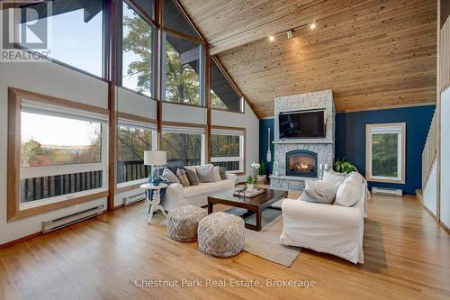 1033 Point Ideal Road, Lake Of Bays (Franklin), ON - Indoor Photo Showing Living Room With Fireplace