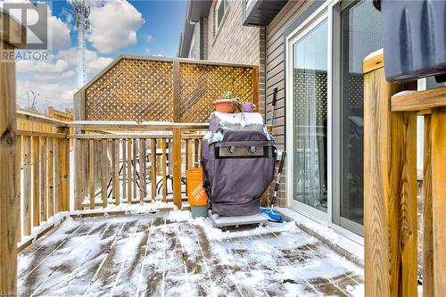 Snow covered patio featuring a grill - 350 Dundas Street S Unit# 30, Cambridge, ON - Outdoor With Deck Patio Veranda With Exterior