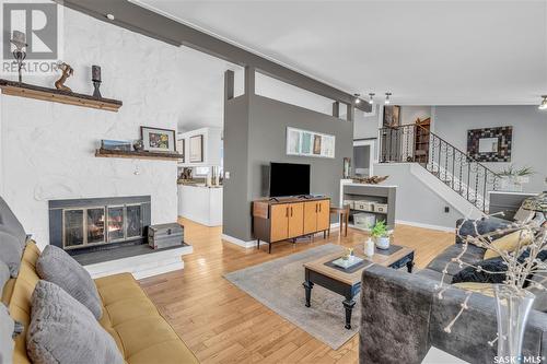 19 Matheson Crescent, Regina, SK - Indoor Photo Showing Living Room With Fireplace