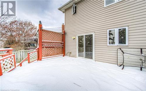 View of snow covered deck - 21 Woodborough Place, Cambridge, ON - Outdoor With Deck Patio Veranda With Exterior