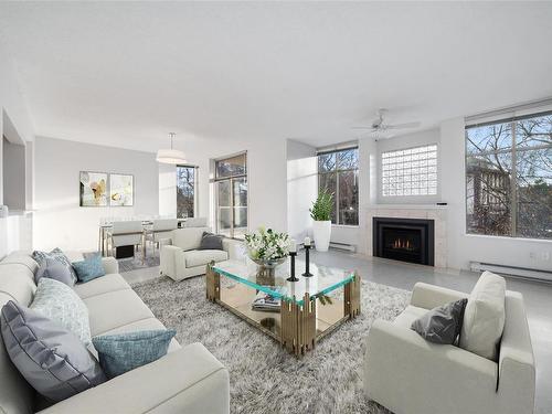 340-188 Douglas St, Victoria, BC - Indoor Photo Showing Living Room With Fireplace