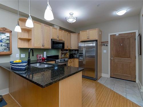 210-866 Brock Ave, Langford, BC - Indoor Photo Showing Kitchen With Stainless Steel Kitchen With Double Sink