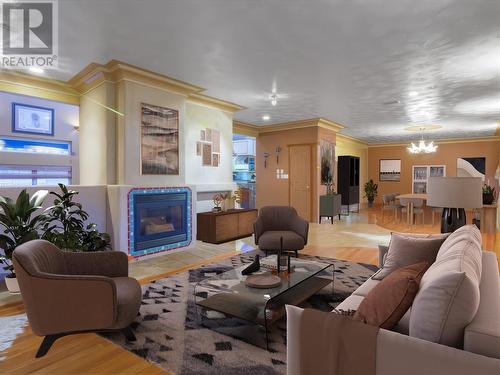 2nd Living & dining area with gas fireplace (virtually staged) - 11710 Olympic View Drive, Osoyoos, BC - Indoor Photo Showing Living Room With Fireplace