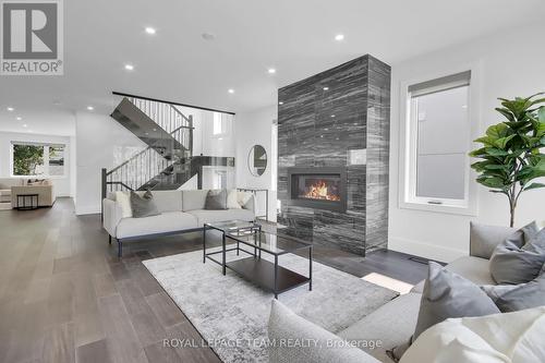 485 Hartleigh Avenue, Ottawa, ON - Indoor Photo Showing Living Room With Fireplace