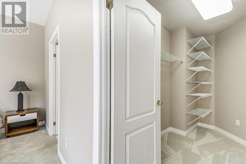 Walk in closet featuring light colored carpet and vaulted ceiling - 77 Governors Road Unit# 501, Dundas, ON - Indoor With Storage