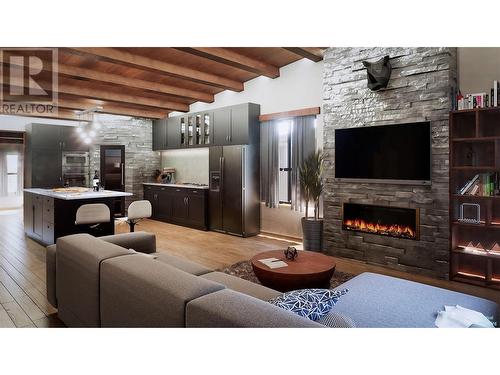 Interior Rendering of 2 bedroom living quarters on upper level. - 1002 Seed Frontage Road Unit# 9 Lot# 1, Sicamous, BC - Indoor Photo Showing Living Room With Fireplace