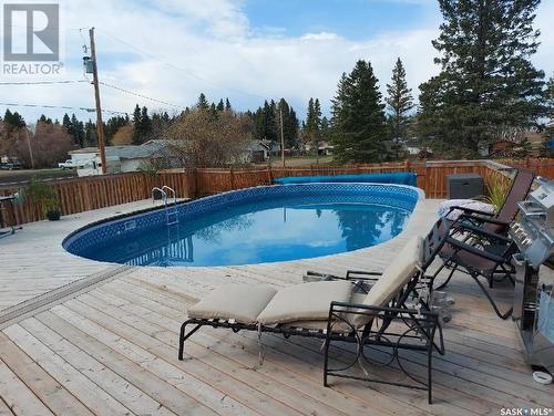 201 7Th Street E, Choiceland, SK - Outdoor With Above Ground Pool With Deck Patio Veranda