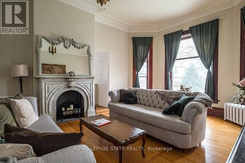 347 Queen Street S, Hamilton, ON - Indoor Photo Showing Living Room With Fireplace