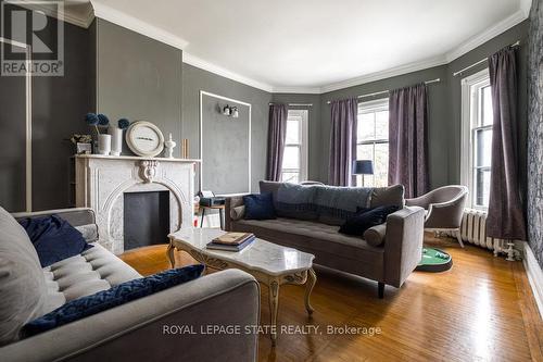 347 Queen Street S, Hamilton, ON - Indoor Photo Showing Living Room With Fireplace