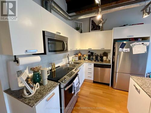 201 - 43 Hanna Avenue, Toronto, ON - Indoor Photo Showing Kitchen With Stainless Steel Kitchen With Double Sink