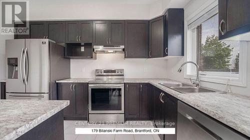 179 Bilanski Farm Road, Brantford, ON - Indoor Photo Showing Kitchen With Stainless Steel Kitchen With Double Sink With Upgraded Kitchen