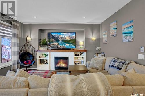 5126 Anthony Way, Regina, SK - Indoor Photo Showing Living Room With Fireplace