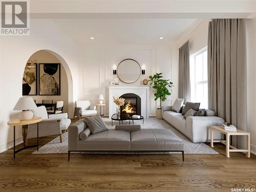 738 University Drive, Saskatoon, SK - Indoor Photo Showing Living Room With Fireplace