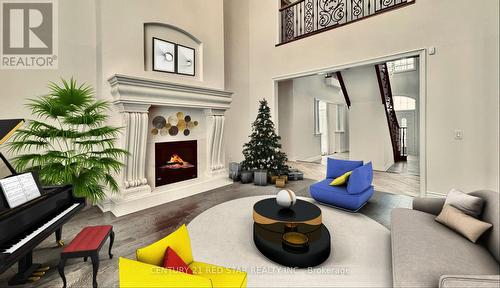 7263 Second Line W, Mississauga, ON - Indoor Photo Showing Living Room With Fireplace