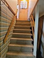 Staircase featuring carpet - 