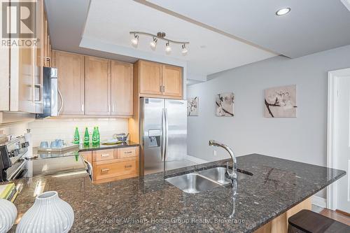 901 - 150 Wellington Street E, Guelph (Central West), ON - Indoor Photo Showing Kitchen With Double Sink With Upgraded Kitchen