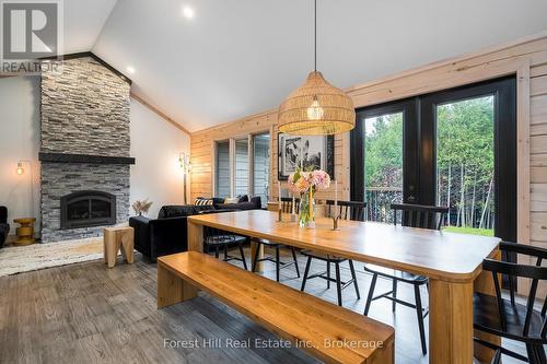 120 Confederation Drive, Chatsworth, ON - Indoor Photo Showing Dining Room With Fireplace