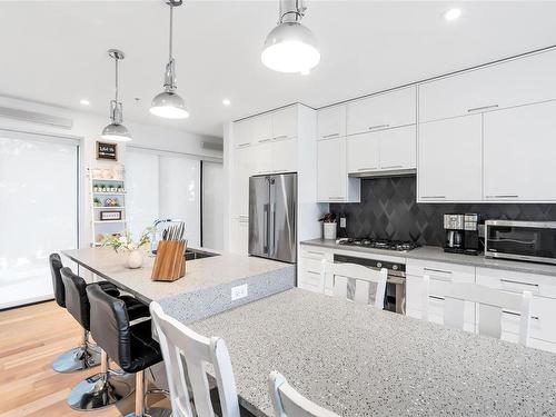 N216-1105 Pandora Ave, Victoria, BC - Indoor Photo Showing Kitchen With Upgraded Kitchen