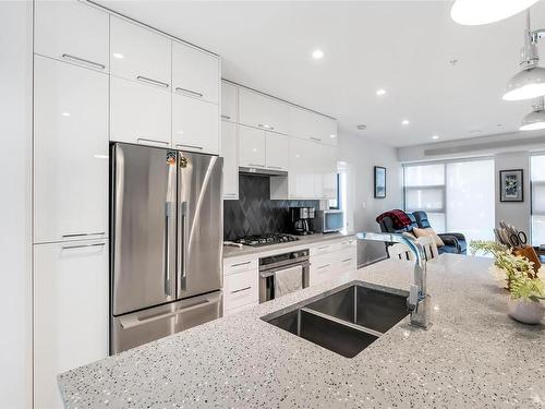 N216-1105 Pandora Ave, Victoria, BC - Indoor Photo Showing Kitchen With Double Sink With Upgraded Kitchen