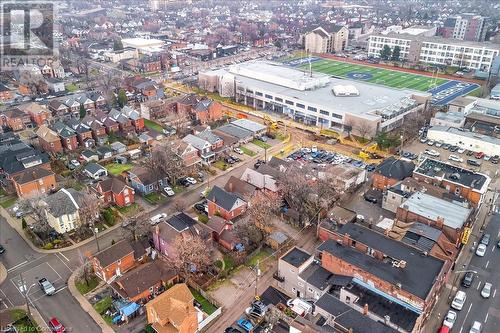 Aerial view of nearby school north east view towards the bay - 480 King William Street, Hamilton, ON -  With View