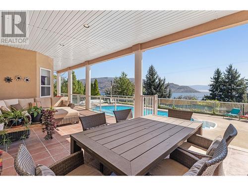 6097 Beatrice Road, Peachland, BC - Outdoor With Above Ground Pool With Deck Patio Veranda With Exterior