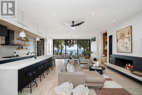 1 Lake Shore Drive, Toronto (New Toronto), ON - Indoor Photo Showing Living Room With Fireplace