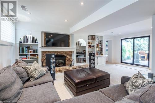 97 Overdale Avenue, Waterdown, ON - Indoor Photo Showing Living Room With Fireplace