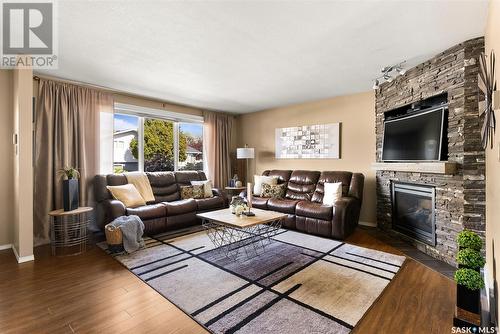 2778 Schweitzer Drive, Regina, SK - Indoor Photo Showing Living Room With Fireplace