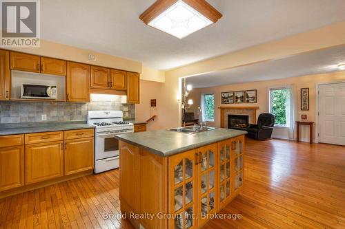 109 Alexandria St Street, Georgian Bluffs, ON - Indoor Photo Showing Kitchen With Fireplace With Double Sink