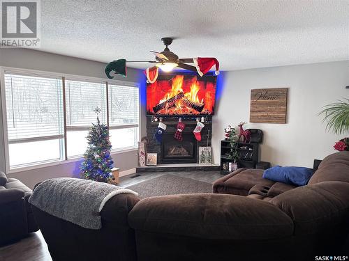 330 3Rd Street E, Annaheim, SK - Indoor Photo Showing Living Room With Fireplace