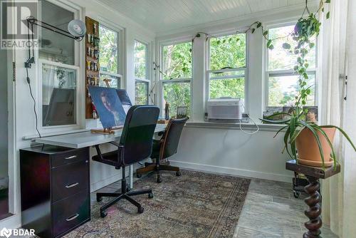 Office with wood flooring, cooling unit, and ornamental molding - 109 Fairleigh Avenue S, Hamilton, ON - Indoor Photo Showing Other Room