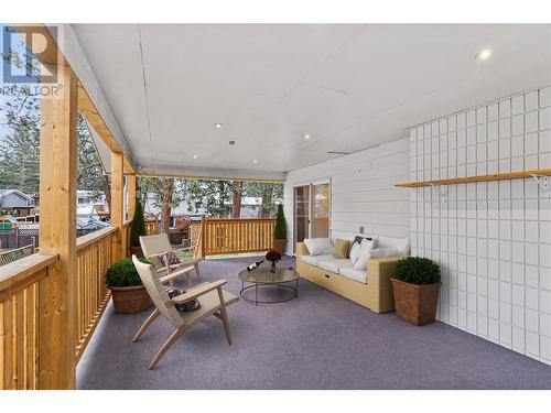 Main floor covered deck off dining room - 3309 Mcmahon Road, West Kelowna, BC -  With Deck Patio Veranda With Exterior