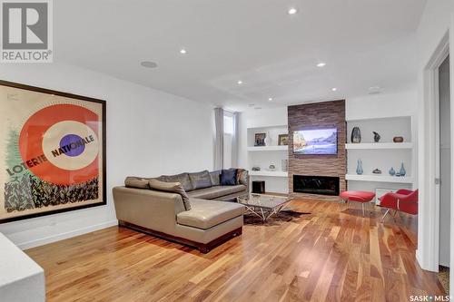 5297 Aviator Crescent, Regina, SK - Indoor Photo Showing Living Room With Fireplace