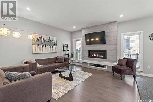 519 Secord Manor, Saskatoon, SK - Indoor Photo Showing Living Room With Fireplace