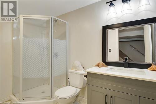 Bathroom featuring vanity, toilet, and an enclosed shower - 362 Blair Road, Cambridge, ON - Indoor Photo Showing Bathroom