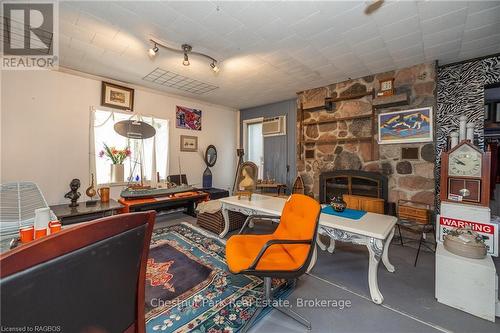 7078 Highway 6, Northern Bruce Peninsula, ON - Indoor Photo Showing Office With Fireplace