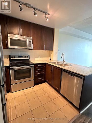 1004 - 3985 Grand Park Drive, Mississauga, ON - Indoor Photo Showing Kitchen With Stainless Steel Kitchen With Double Sink