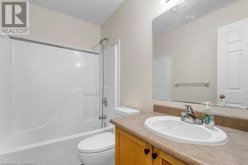 Full bathroom featuring vanity, bathtub / shower combination, and toilet - 529 Victoria Road N, Guelph, ON - Indoor Photo Showing Bathroom