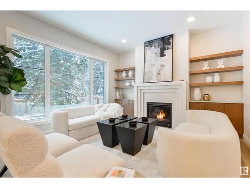 6A Marlboro Rd Nw, Edmonton, AB - Indoor Photo Showing Living Room With Fireplace