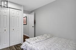 Bedroom featuring dark wood-type flooring and a closet - 