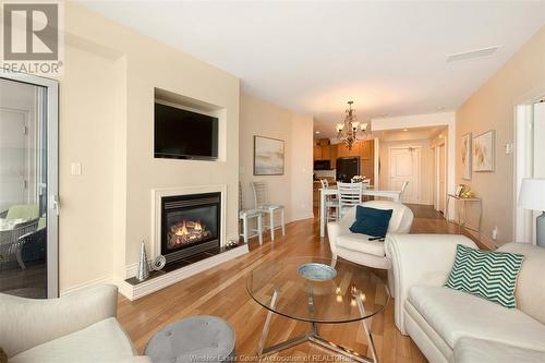 1225 Riverside Unit# 805, Windsor, ON - Indoor Photo Showing Living Room With Fireplace