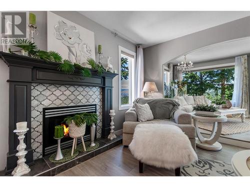 127 Westridge Drive, Princeton, BC - Indoor Photo Showing Living Room With Fireplace