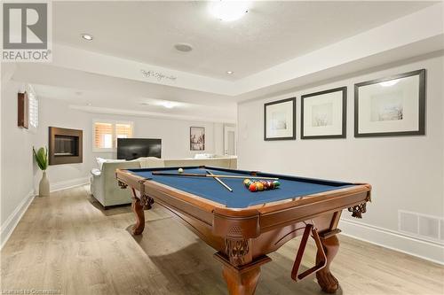 Playroom with light hardwood / wood-style floors and pool table - 659 Deervalley Road, Ancaster, ON - Indoor Photo Showing Other Room