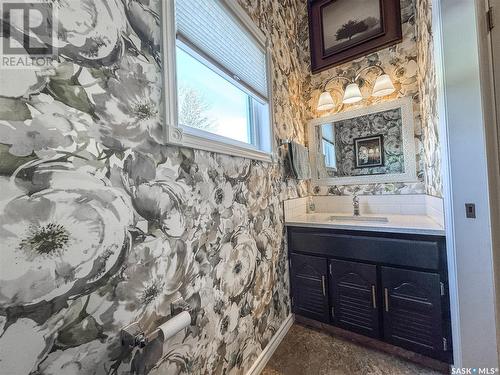 811 Soames Street, Indian Head, SK - Indoor Photo Showing Bathroom With Fireplace